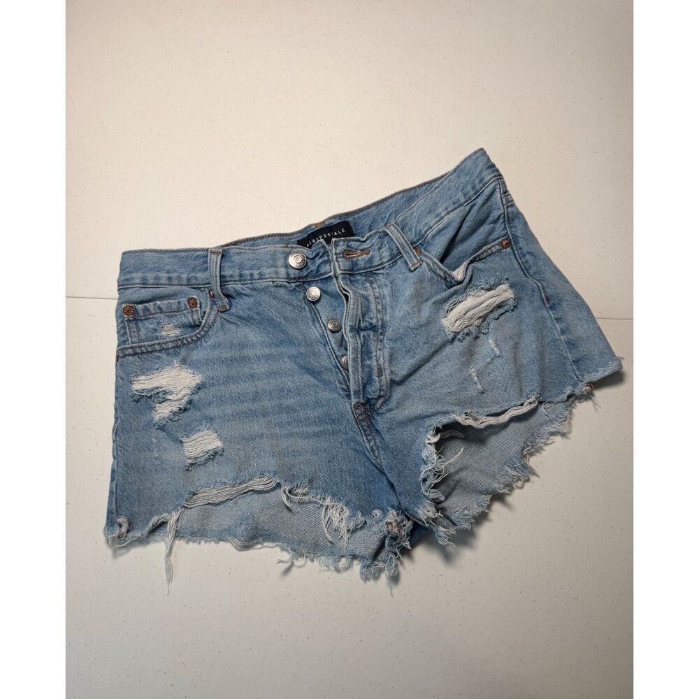 Aéropostale Boyfriend Denim Shorts Light Wash Distressed Ripped Raw Hem Y2K